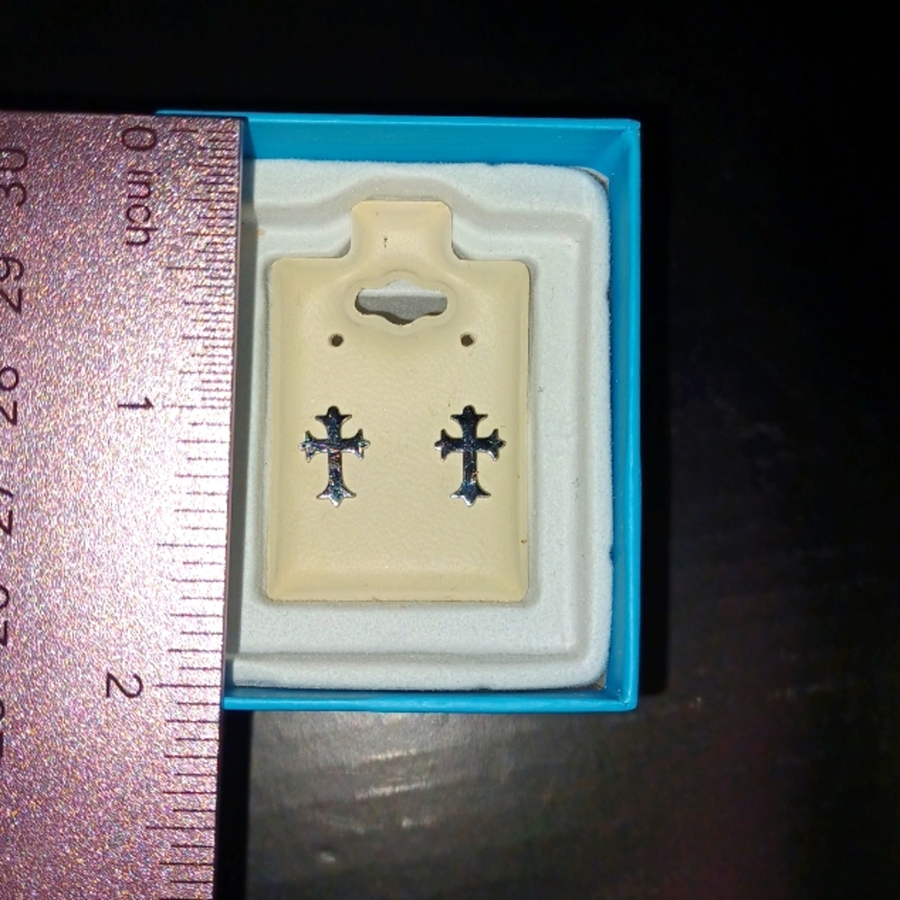 Silver Gothic Cross Earrings